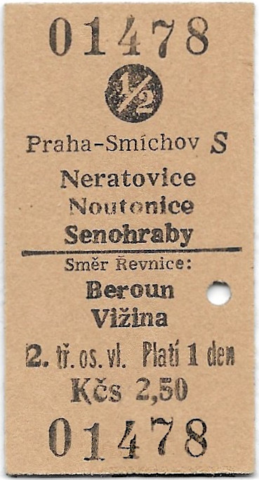 Praha-Smíchov - Neratovice, Noutonice, Senohraby, Beroun, Vižina (½)
