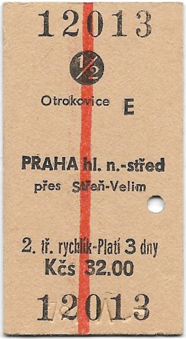 Otrokovice - Praha hlavní nádraží, Praha střed (⇑)(½)