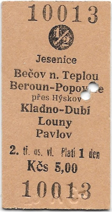 Jesenice - Bečov nad Teplou, Beroun-Popovice, Kladno-Dubí, Louny, Pavlov (½)