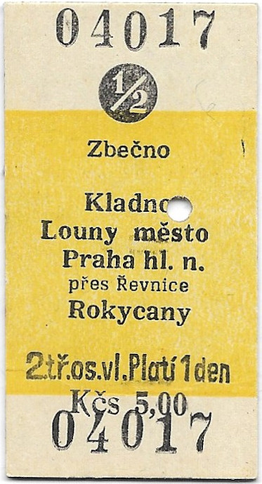 Zbečno - Kladno, Louny město, Praha hlavní nádraží, Rokycany (½)